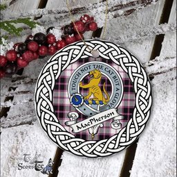 MacPherson Scottish Clan Crest and Celtic Tartan Ceramic Ornament Plaid Christmas Ornament Gifts