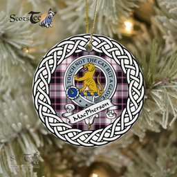 MacPherson Scottish Clan Crest and Celtic Tartan Ceramic Ornament Plaid Christmas Ornament Gifts