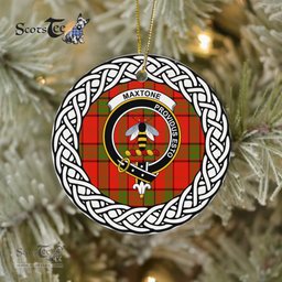 Maxton Scottish Clan Crest and Celtic Tartan Ceramic Ornament Plaid Christmas Ornament Gifts