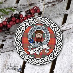 MacNab Scottish Clan Crest and Celtic Tartan Ceramic Ornament Plaid Christmas Ornament Gifts