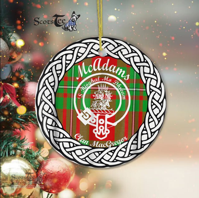 McAdams Scottish Clan Crest and Celtic Tartan Ceramic Ornament Plaid Christmas Ornament Gifts