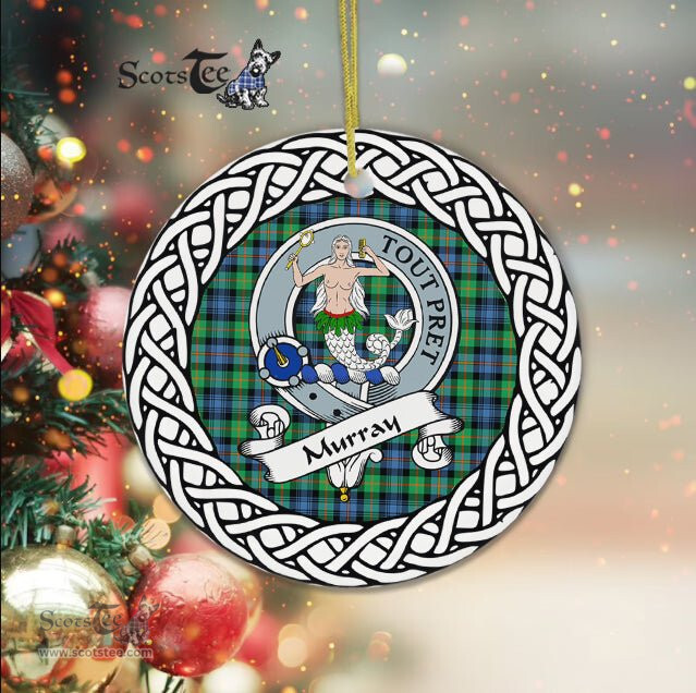 Murray Of Dysart Scottish Clan Crest and Celtic Tartan Ceramic Ornament Plaid Christmas Ornament Gifts