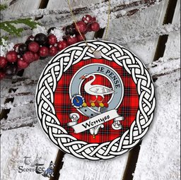Wemyss Scottish Clan Crest and Celtic Tartan Ceramic Ornament Plaid Christmas Ornament Gifts