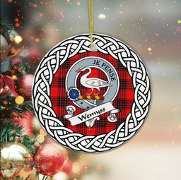 Wemyss Scottish Clan Crest and Celtic Tartan Ceramic Ornament Plaid Christmas Ornament Gifts