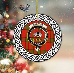 Maxton Scottish Clan Crest and Celtic Tartan Ceramic Ornament Plaid Christmas Ornament Gifts