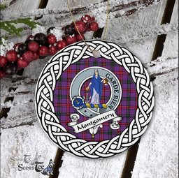 Montgomery Scottish Clan Crest and Celtic Tartan Ceramic Ornament Plaid Christmas Ornament Gifts