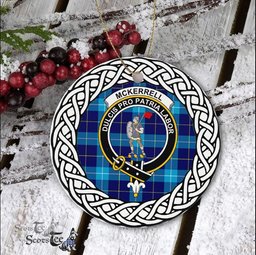 McKerrell Scottish Clan Crest and Celtic Tartan Ceramic Ornament Plaid Christmas Ornament Gifts