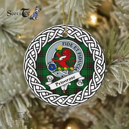 Primrose Scottish Clan Crest and Celtic Tartan Ceramic Ornament Plaid Christmas Ornament Gifts