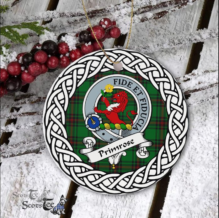 Primrose Scottish Clan Crest and Celtic Tartan Ceramic Ornament Plaid Christmas Ornament Gifts