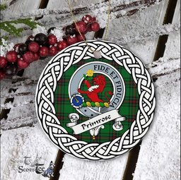 Primrose Scottish Clan Crest and Celtic Tartan Ceramic Ornament Plaid Christmas Ornament Gifts