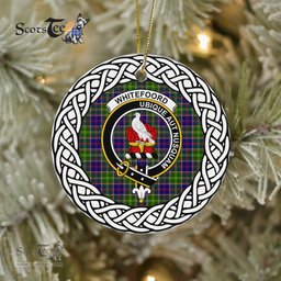 Whitefoord Scottish Clan Crest and Celtic Tartan Ceramic Ornament Plaid Christmas Ornament Gifts