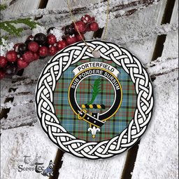 Porterfield Scottish Clan Crest and Celtic Tartan Ceramic Ornament Plaid Christmas Ornament Gifts