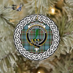 Porterfield Scottish Clan Crest and Celtic Tartan Ceramic Ornament Plaid Christmas Ornament Gifts