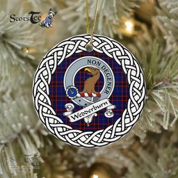 Wedderburn Scottish Clan Crest and Celtic Tartan Ceramic Ornament Plaid Christmas Ornament Gifts