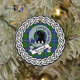 Turnbull Scottish Clan Crest and Celtic Tartan Ceramic Ornament Plaid Christmas Ornament Gifts