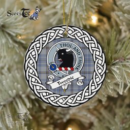 Tweedie Scottish Clan Crest and Celtic Tartan Ceramic Ornament Plaid Christmas Ornament Gifts