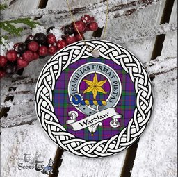 Wardlaw Scottish Clan Crest and Celtic Tartan Ceramic Ornament Plaid Christmas Ornament Gifts
