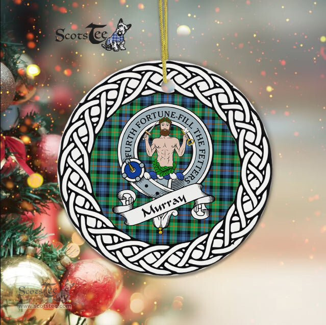 Murray Of Athole Scottish Clan Crest and Celtic Tartan Ceramic Ornament Plaid Christmas Ornament Gifts