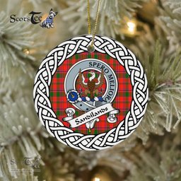 Sandilands Scottish Clan Crest and Celtic Tartan Ceramic Ornament Plaid Christmas Ornament Gifts