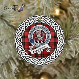 MacQueen Scottish Clan Crest and Celtic Tartan Ceramic Ornament Plaid Christmas Ornament Gifts