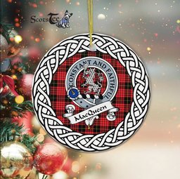MacQueen Scottish Clan Crest and Celtic Tartan Ceramic Ornament Plaid Christmas Ornament Gifts