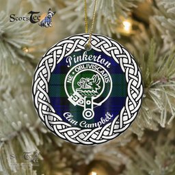 Pinkerton Scottish Clan Crest and Celtic Tartan Ceramic Ornament Plaid Christmas Ornament Gifts