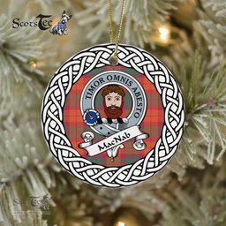 MacNab Scottish Clan Crest and Celtic Tartan Ceramic Ornament Plaid Christmas Ornament Gifts