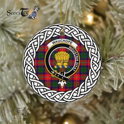 Wauchope Scottish Clan Crest and Celtic Tartan Ceramic Ornament Plaid Christmas Ornament Gifts