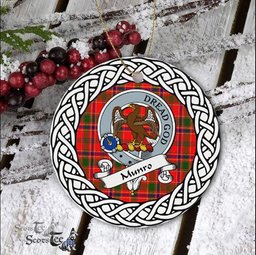 Munro Scottish Clan Crest and Celtic Tartan Ceramic Ornament Plaid Christmas Ornament Gifts