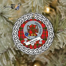 Munro Scottish Clan Crest and Celtic Tartan Ceramic Ornament Plaid Christmas Ornament Gifts