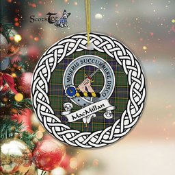 MacMillan Scottish Clan Crest and Celtic Tartan Ceramic Ornament Plaid Christmas Ornament Gifts