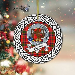 Munro Scottish Clan Crest and Celtic Tartan Ceramic Ornament Plaid Christmas Ornament Gifts