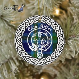 Miller Scottish Clan Crest and Celtic Tartan Ceramic Ornament Plaid Christmas Ornament Gifts