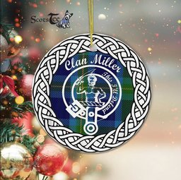 Miller Scottish Clan Crest and Celtic Tartan Ceramic Ornament Plaid Christmas Ornament Gifts