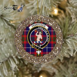 Pennycook Scottish Clan Crest and Celtic Tartan Ceramic Ornament Plaid Christmas Ornament Gifts