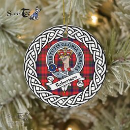 Robertson Scottish Clan Crest and Celtic Tartan Ceramic Ornament Plaid Christmas Ornament Gifts