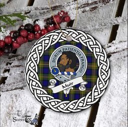 Muir Scottish Clan Crest and Celtic Tartan Ceramic Ornament Plaid Christmas Ornament Gifts