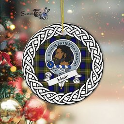 Muir Scottish Clan Crest and Celtic Tartan Ceramic Ornament Plaid Christmas Ornament Gifts