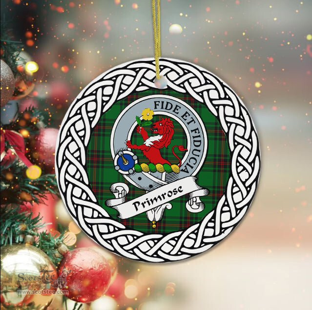 Primrose Scottish Clan Crest and Celtic Tartan Ceramic Ornament Plaid Christmas Ornament Gifts