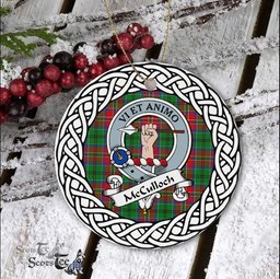 McCulloch Scottish Clan Crest and Celtic Tartan Ceramic Ornament Plaid Christmas Ornament Gifts