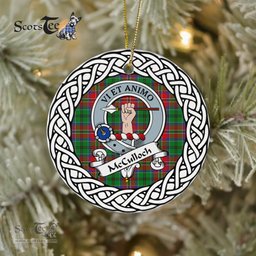 McCulloch Scottish Clan Crest and Celtic Tartan Ceramic Ornament Plaid Christmas Ornament Gifts