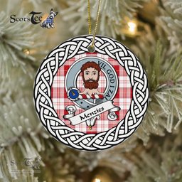Menzies Scottish Clan Crest and Celtic Tartan Ceramic Ornament Plaid Christmas Ornament Gifts