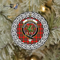 Maule Scottish Clan Crest and Celtic Tartan Ceramic Ornament Plaid Christmas Ornament Gifts