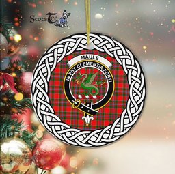 Maule Scottish Clan Crest and Celtic Tartan Ceramic Ornament Plaid Christmas Ornament Gifts