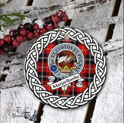 Marjoribanks Scottish Clan Crest and Celtic Tartan Ceramic Ornament Plaid Christmas Ornament Gifts