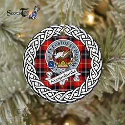 Marjoribanks Scottish Clan Crest and Celtic Tartan Ceramic Ornament Plaid Christmas Ornament Gifts