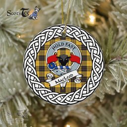 MacLeod Scottish Clan Crest and Celtic Tartan Ceramic Ornament Plaid Christmas Ornament Gifts