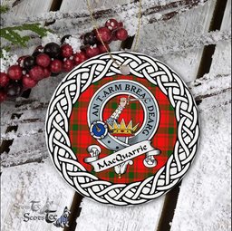 MacQuarrie Scottish Clan Crest and Celtic Tartan Ceramic Ornament Plaid Christmas Ornament Gifts