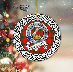 MacQuarrie Scottish Clan Crest and Celtic Tartan Ceramic Ornament Plaid Christmas Ornament Gifts