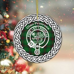 Primrose Scottish Clan Crest and Celtic Tartan Ceramic Ornament Plaid Christmas Ornament Gifts